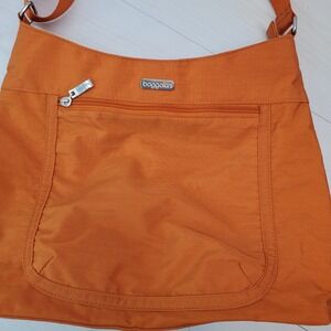 Baggallini Orange Nylon Crossbody Shoulder Bag With Zip Pocket